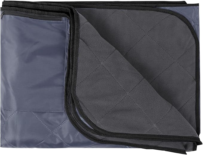 REDCAMP Large Waterproof Stadium Blanket for Cold Weather Soft Warm Fleece Camping Blanket Windproof for Outdoor Sports Grey