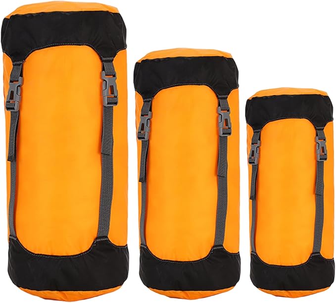 3Pcs Compression Sack Wateproof &amp Adjustable Nylon Sleeping Bag Compression Sack with Drawstring Lightweight for Traveling Camping Hiking Backpacking | Bags for Travel