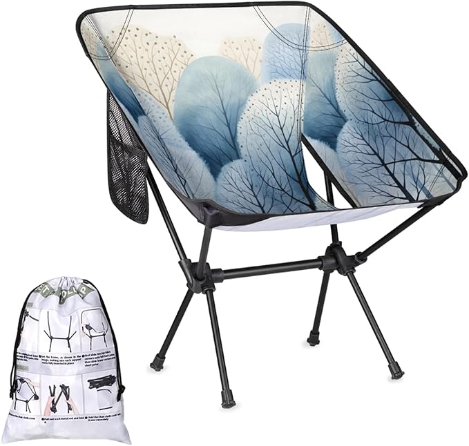 Honeybaby Folding Camping Chair Forest Pattern Camping Chairs Lightweight Portable Chair Outdoor Foldable Chairs for Camping Travel Picnic Beach Hiking