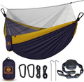 Camping Hammock with NetTravel Portable Lightweight Hammocks with Tree Straps and Solid D-Shape CarabinersParachute Nylon Hammock for Outsides Backpacking Beach Backyard Patio Hiking