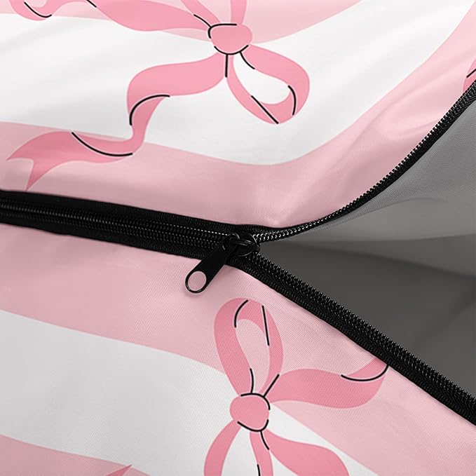 Girls Bow Sleeping BagPink Bowknot Waterproof Portable Camping BagPink and White Stripes Girly Portable Compact with Compression Sack for Backpacking Outdoor Indoor in Spring Summer Fall