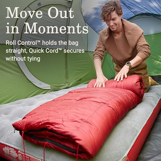 Coleman Flatlands 30/40/50°F Sleeping Bag Made from 100% Recycled Material Big &amp Tall Options Cool-Weather Sleeping Bag for Camping Sleepovers Guests &amp More