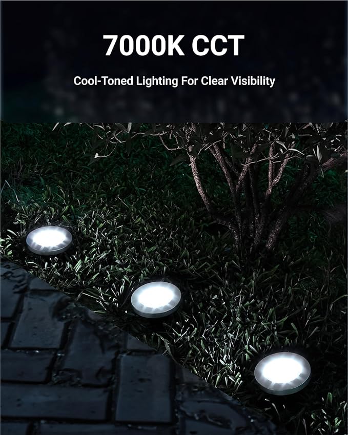 Sunco 12 Pack Solar Lights Outdoor Garden LED Waterproof Landscape Pathway Light Fixture Dusk to Dawn Yard Patio Ground Lights Deck Cross Spike Stake 7000K Diamond White