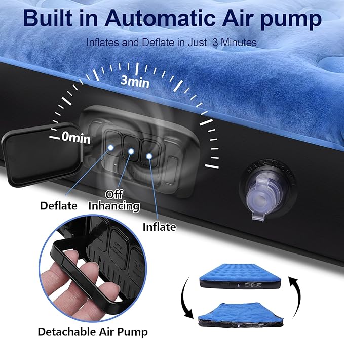Air Mattress Full with Built in Pump10’’ Blow up Mattress for Adults 650 LBS Portable Air BedCamping Inflatable Mattress for Guest Camping Home &amp Travel Carry Bag Included