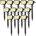 Solar Spot Lights Outdoor Waterproof IP65 12 Pack Landscape Spotlights with 46 LEDs 3 Modes Auto On/Off Solar Powered Flood Lights for Outside Pathway Yard Garden Walkway (Warm White)