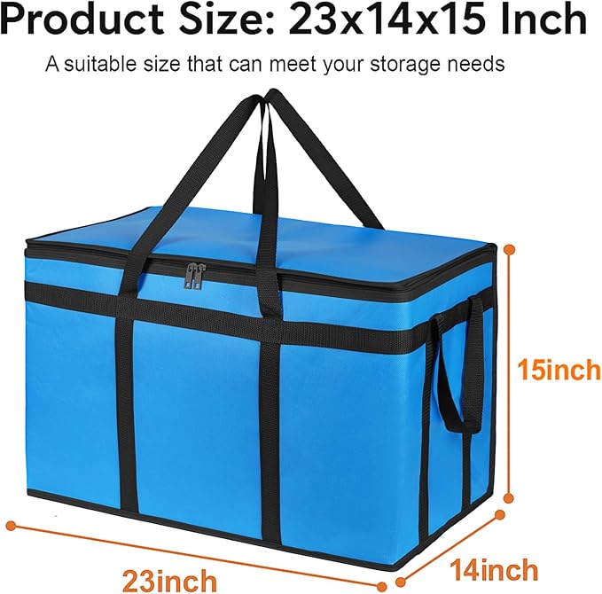 Bodaon Large 2-Pack Insulated Food Delivery Bag With Hard Bottom XXXL Grocery Shopping/Catering bag Bags Rideshare Delivery Bag Cold/Hot Styrofoam Carrier for Travel/Car