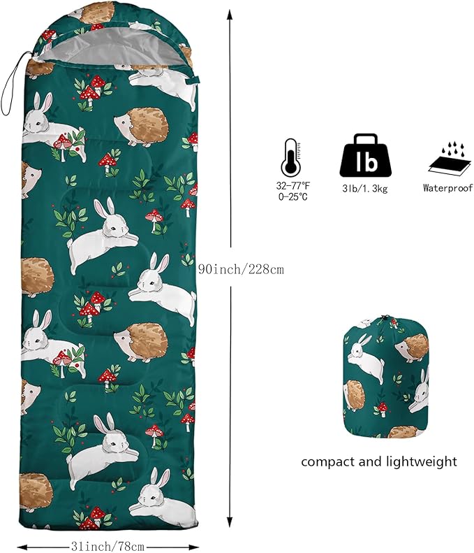 BSNTHO Camping Sleeping Bags3 Season Warm &amp Cool WeatherLightweightWaterproof Sleeping Bags for Adults &amp KidsTravelingand OutdoorsCamping Gear Equipment