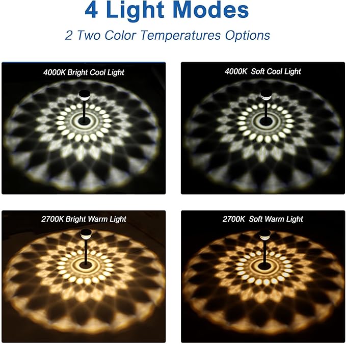 4 Pack Solar Flood Light Security LightsPathway Lights with 2CCT(Warm and Cool) Light ModesBright Pattern Solar Decorative Lights Outdoor
