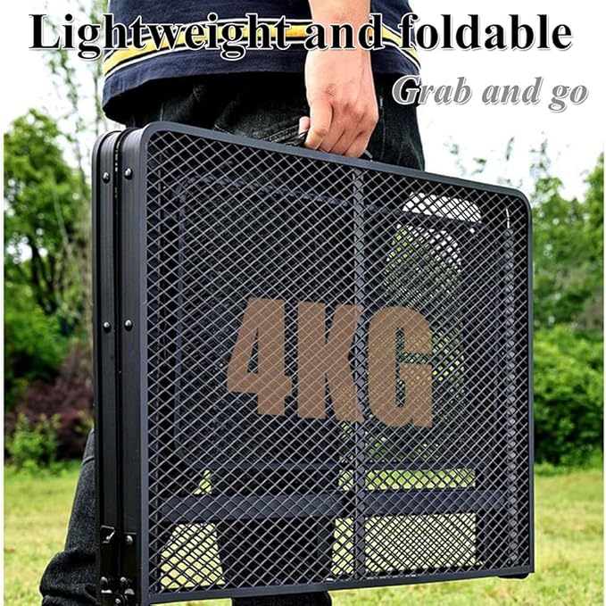 Camping Tables That Fold Up LightweightMetal Portable Grill Table for Outdoor Garden Patio BBQ Party MarketCamping Grill Side Table with 2 Wing Panels70cm/27.5”