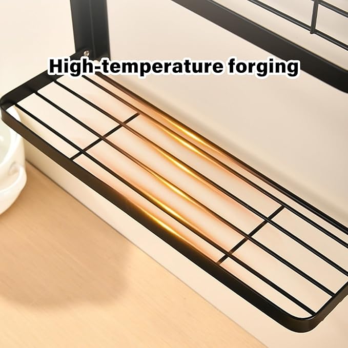 Foldable Wall-Mounted Rustproof Metal Space-Saving Shelf for Condiments &amp Utensils Easy Install Rustproof Shelf