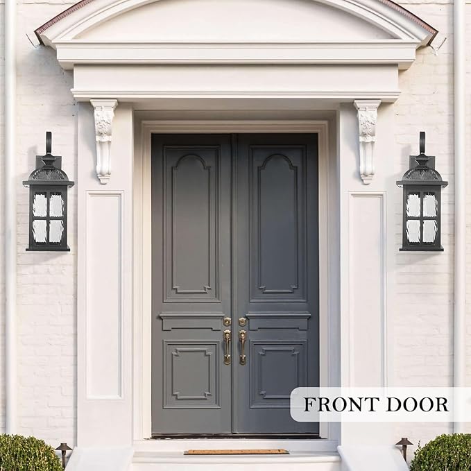 Darkaway 2pcs Large Outdoor Wall Light 22inch Exterior Light Fixture with Water Ripple Glass Aluminum Outside Lights Sconces Exterior Lighting for House Porch Patio Doorway