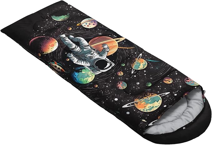 AILONEN Sports Basketball Sleeping Bag for Kids BoysWarm and Cool WeatherLightweightWaterproof Backpacking3D Galaxy Ball Print Sleeping Bag for Camping