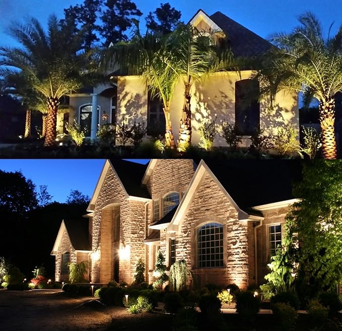 TOVEENEN LED Outdoor Spotlight 12W Warm White Waterproof Landscape Spot Lights for Christmas Yard House Flag Tree Decoration Lighting 120V 12W