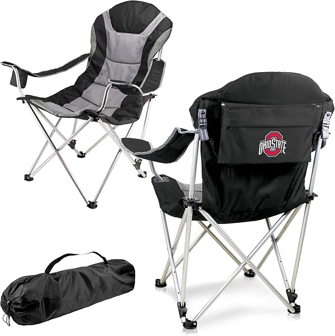 Picnic TIME NCAA Arkansas Razorbacks Reclining Camp Chair - Beach Chair for Adults - Sports Chair with Carry Bag