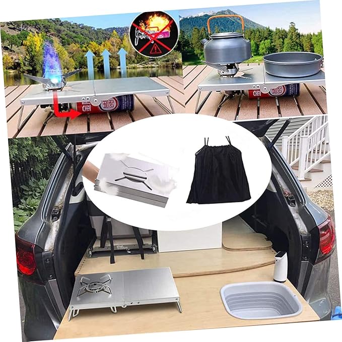 1set Portable Camping Table Lightweight Outdoor Picnic Desk Silver Finish Easy to Clean and Transport for Indoor and Outdoor Use
