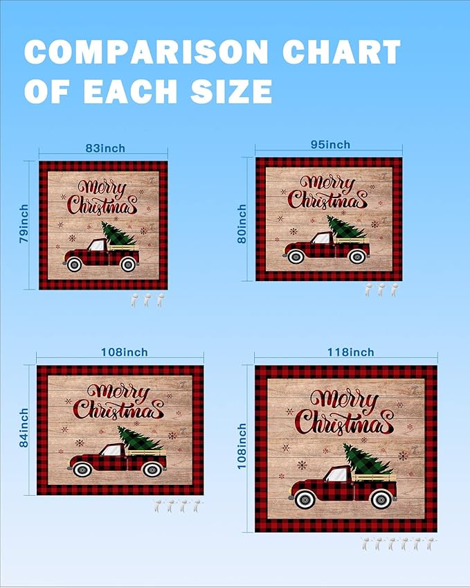 Beach Blanket Waterproof Sandproof OversizedRetro Farm Plaid Car Beach Mat with Corner Stakes Sand PocketsBuffalo Grid Xmas Tree on Wood Grain Outdoor Picnic Mat for Travel Camping Hiking 83x79In