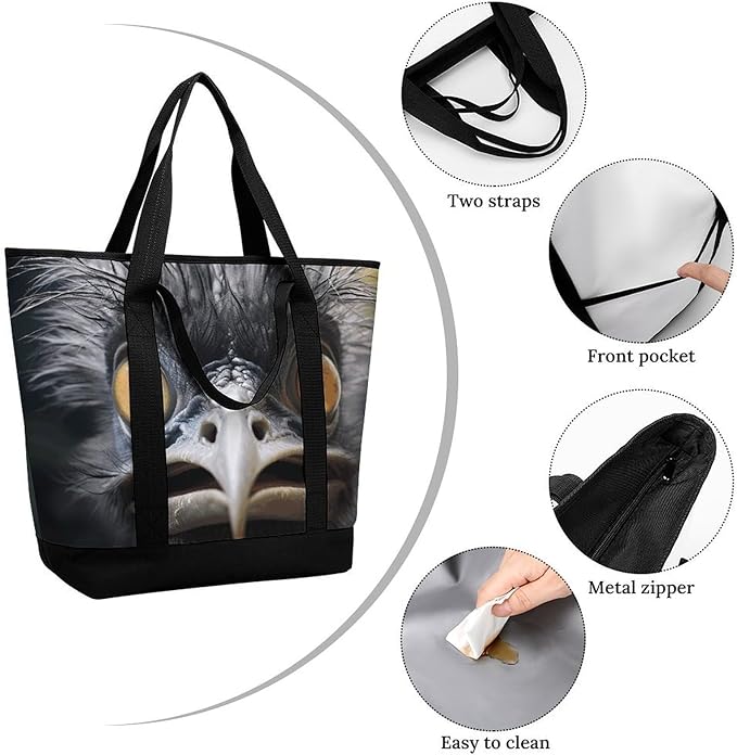 Insulated Shopping BagLarge Reusable Cooler Bags Emu Printed Foldable Shopping BagTravel Waterproof Shoulder Bag