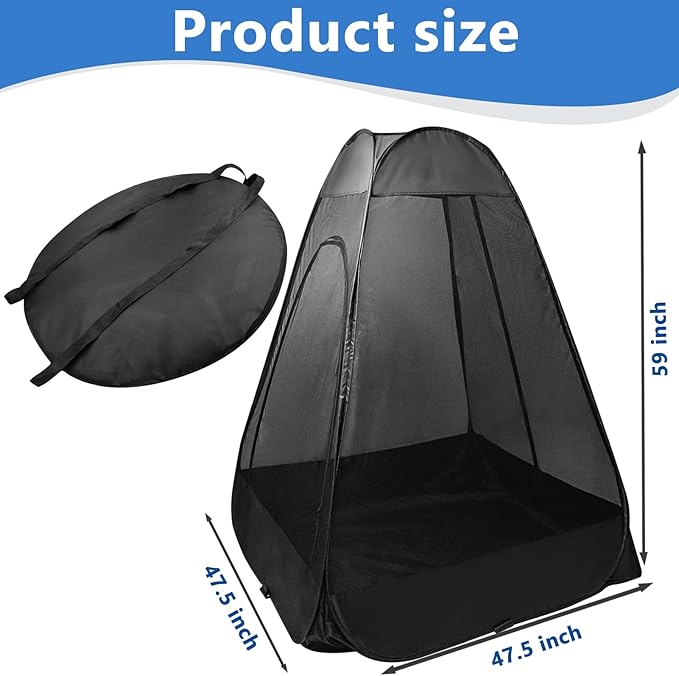 1-Person Camping Chair Pop up Tent 47x47x59 See Through Single Mesh Tent Bugs Barrier Mosquito Net 2 Zipper Doors Outdoor Sports Pod Shelter with Bag for Fishing Not Included Chair