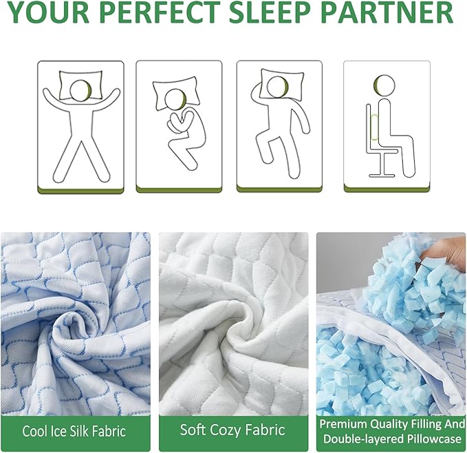 Gehannah Travel Pillow - Large 2 Pack Compressible Camping Pillow for Sleeping - Shredded Memory Foam with 2 Storage Bags - Supportive for Adults Kids Outdoor Backpacking Hiking Gear