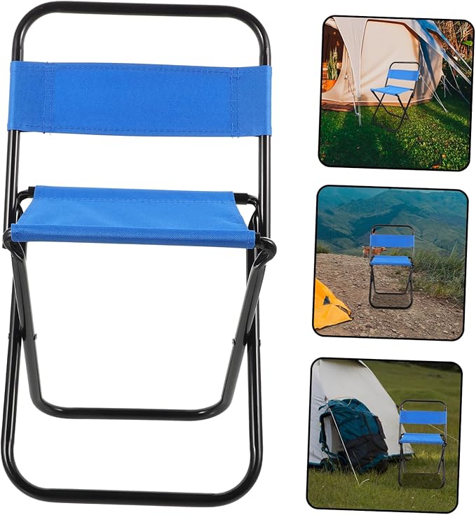 Happyyami Folding Chair Backrest Lightweight Multi-use Outdoor Camping Stool Portable Beach Chair for Fishing Travel Picnics and Garden Use