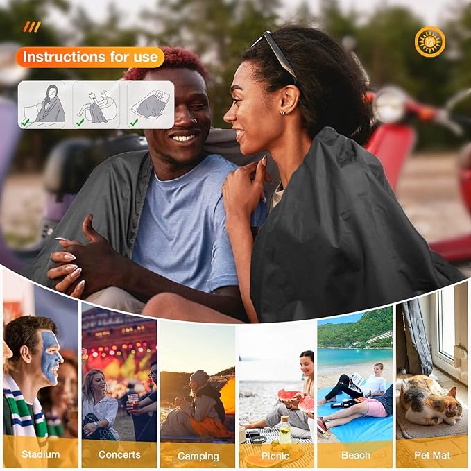 DUKUSEEK Camping Blankets for Cold Weather Waterproof Blankets for Adult Large (79x56) Portable Wearable Warm for Outdoor Camping Picnic Stadium Sports Beach Concerts Car Dogs Travel…
