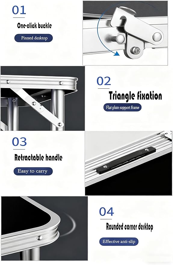 Camping Table Folding Portable Camp Aluminum Lightweight Table Adjustable Height Indoor Outdoor for Camping Picnic Backyard BBQ Patio