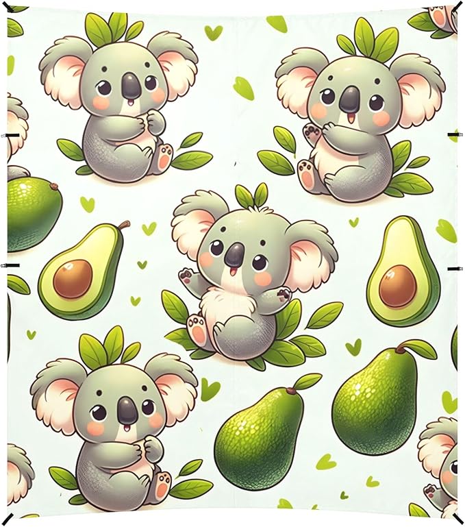 Cute Cartoon Koala Avocado Camping Sun Shelter Beach Tent Portable Beach Sun Shade Outdoor Canopy for Camping Trips Fishing Picnic