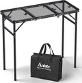 Anbte 3ft Tri-fold Grill Table 2 Adjustable Heights Max 29.5 Sturdy Metal Grill Table with Storage Bag Heat-Resistant Tabletop Portable Handle for Cooking BBQ Outdoor Travel 35 x 16 Black