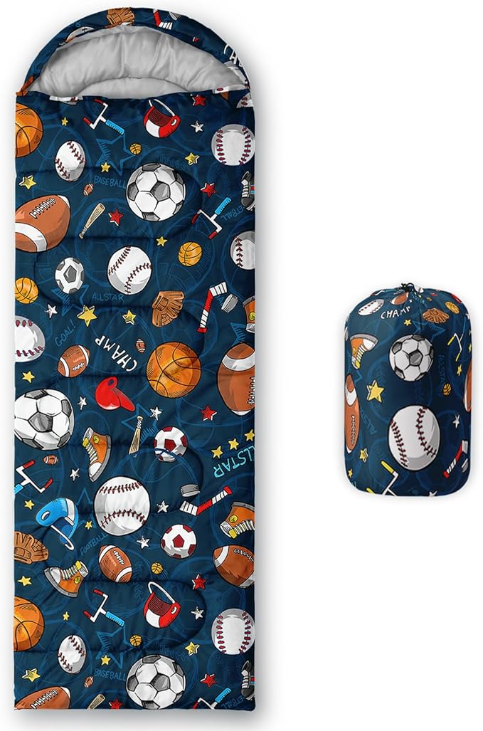 Axolotl Colorful Cats 3 Season Sleeping Bag for Kids Girls Teens - Warm and Cool Weather Pet Animal Theme Waterproof Lightweight for Traveling Outdoors Camping Equipment