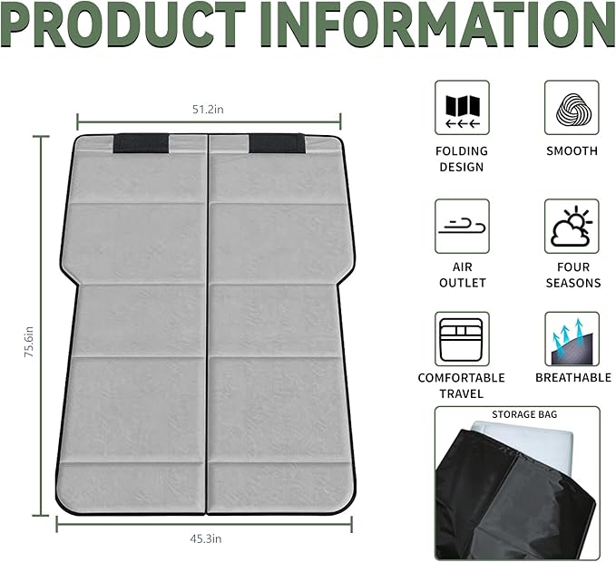 Non Inflatable Car Mattress for Honda HR-V Car Camping Mattress Upgraded Foldable Trunk Sleeping Pad with Storage Bag Portable Design for Camping Travel &amp Beach
