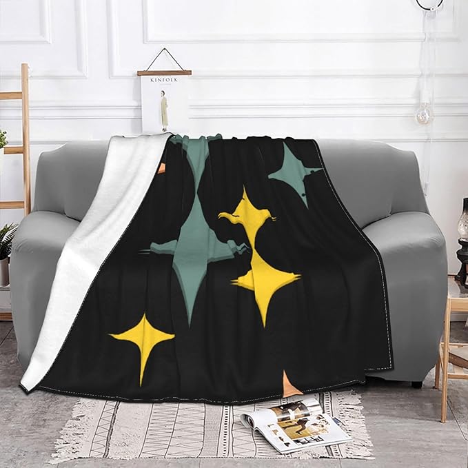 80X60 Mid Century Modern Eames Atomic Starbursts Lightweight Flannel Blanket - Soft and Breathable Polyester Suitable for Travel Camping and Home Decoration