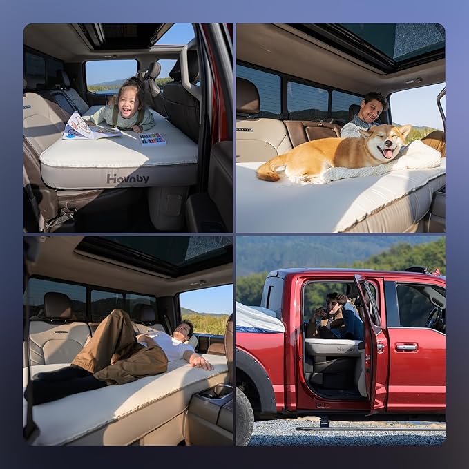 Truck Mattress TPU Air Foam Camping Bed Back Seat Inflatable CozyPad with Rechargeable Built-in Pump Portable Travel Sleeping Mattress for Pickup Trucks