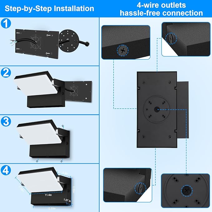 ledmo 150W Outdoor LED Flood Light Switch Control Full 360 Rotation Exterior Wall Pack Lights 21000lm 5000k Modern Security Commercial Wall Mount Fixture for House Shop Barn Warehouse Building
