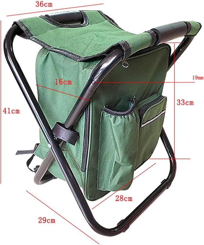 Camping Stool Mini Portable Folding Stool Folding Backpack Stool High Capacity Thickened Oxford Cloth Tool Bag Chair Cooler Bag for Outdoor Camping Fishing