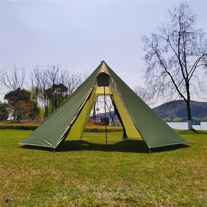 Tipi Hot Tent with Fire Retardant Stove Jack for Flue Pipes 2~3 Person Lightweight Teepee Tents for Family Team Outdoor Backpacking Camping Hiking