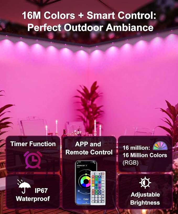 300Ft Permanent Outdoor LightsSmart RGB Outdoor Lights with Remote APP Control IP67 Waterproof Outside Light for House for Daily Garden TV Backlights Christmas Decor