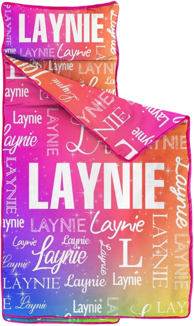 Personalized Name Toddler Nap Mat for Daycare Preschool Kindergarten Customized Kids Sleeping Bag with Pillow and Blanket for Girls Boys Custom Name Monogrammed Nap Mats for Toddlers