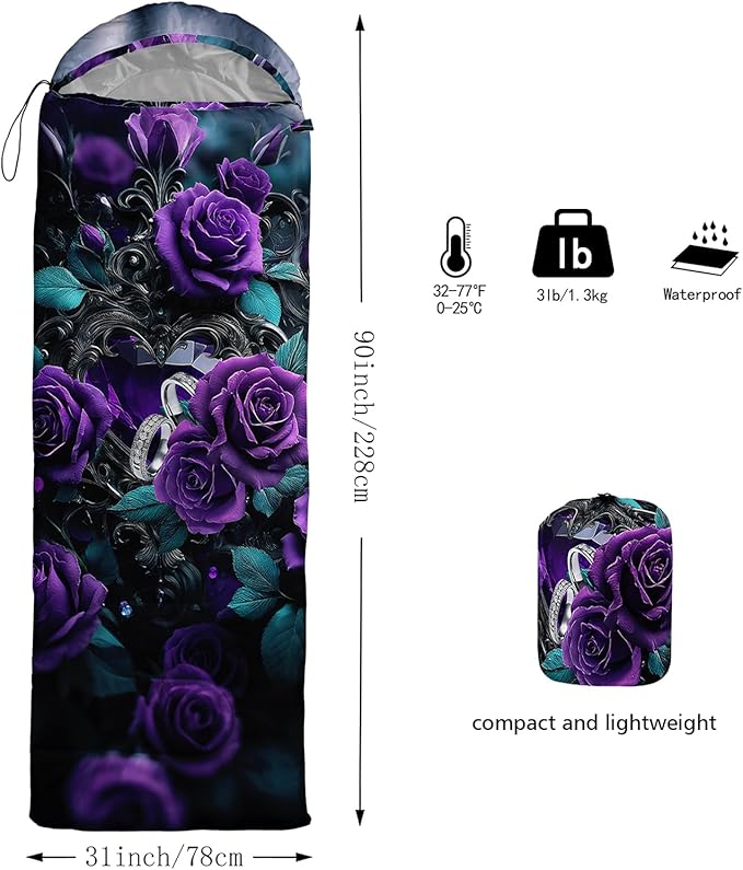 QOOMO Camping Sleeping Bags3 Season Warm &amp Cool WeatherLightweightWaterproof Sleeping Bags for Adults &amp KidsTravelingand OutdoorsCamping Gear Equipment