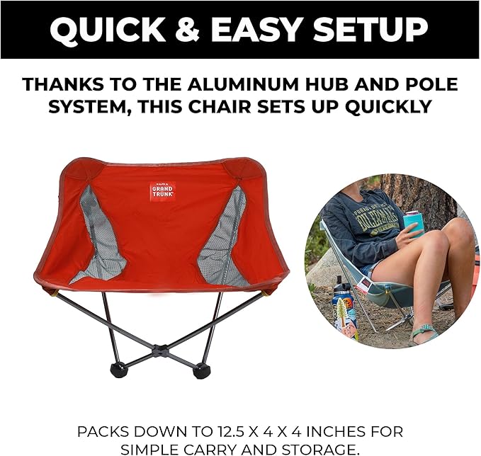 GRAND TRUNK Alite Monarch Chair | Ultra-Lightweight Portable Rocking Camping Chair 1.3 lbs Aluminum Frame Compact Folding Backpacking Chair for Hiking &amp Beach | Clay Red