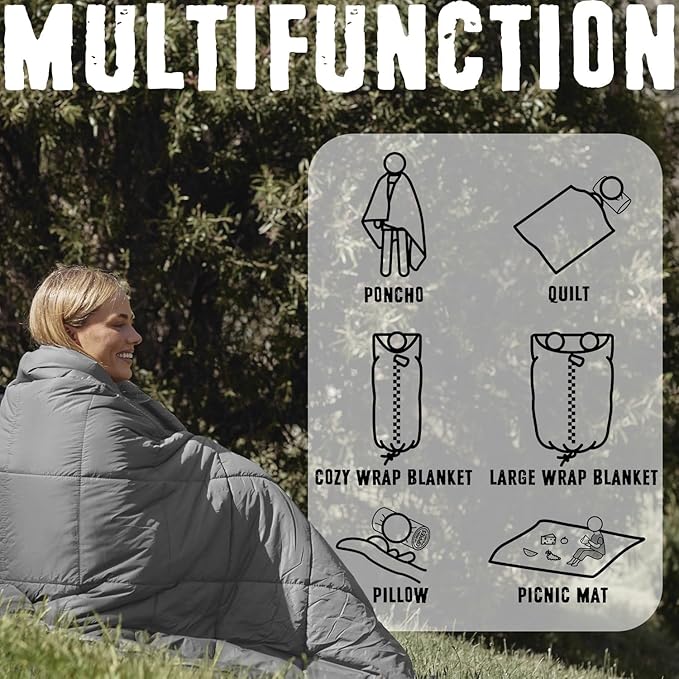 3M Thinsulate Insulation Puffy Camping Blanket for Cold Weather Queen Size Warm Camping Quilt with Zipper Waterproof Outdoor Sleeping Bag for Hammock Cozy &amp Versatile Gift for Men and Women