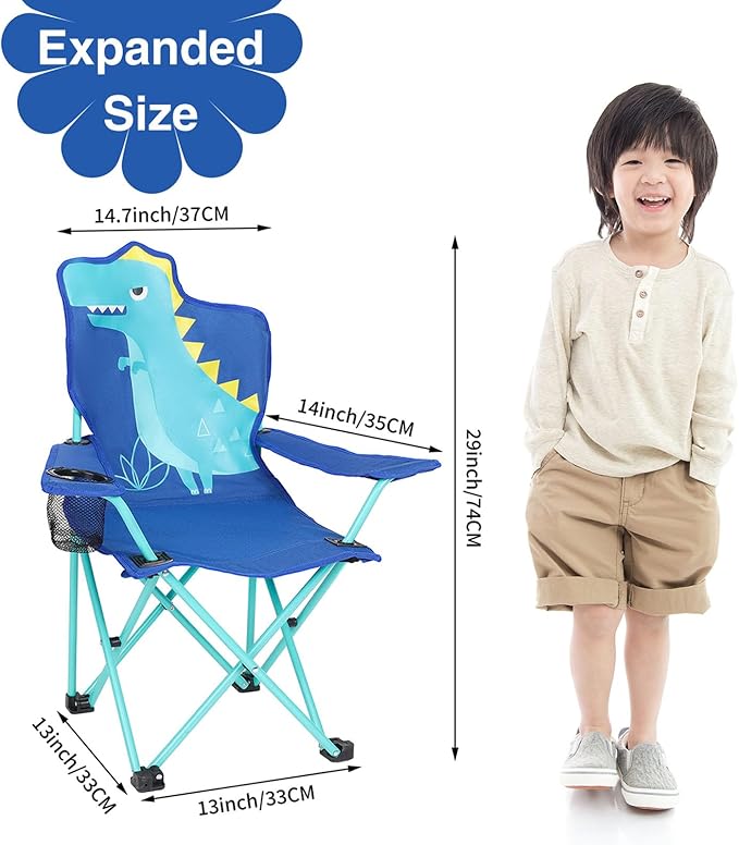 KABOER Kids Outdoor Folding Lawn and Camping Chair with Cup Holder and Carrying Bag Children's Camping Chairs