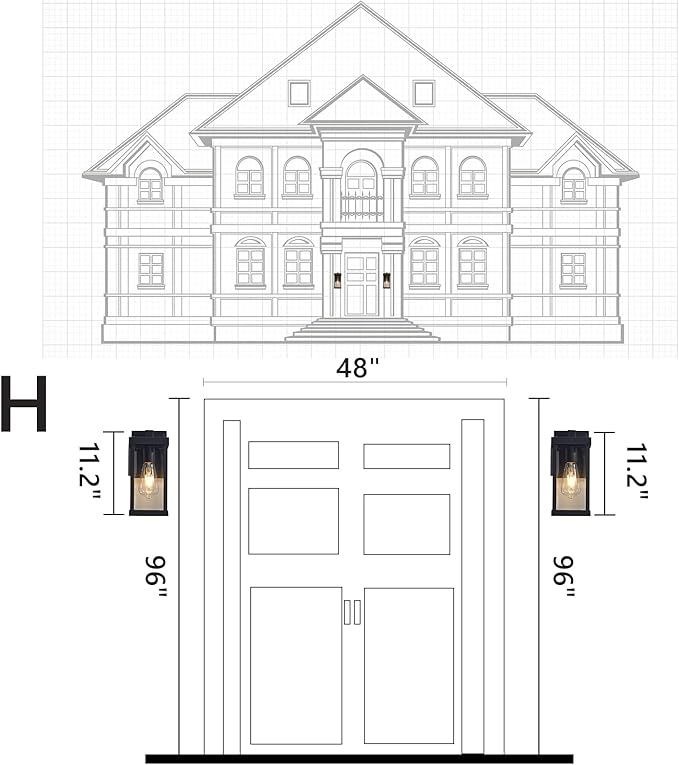 Black Outdoor Light fixtures 11 H Porch Lights Waterproof Exterior Lighting Fixtures Wall Mount for House Garage Porch Patio1 Pack