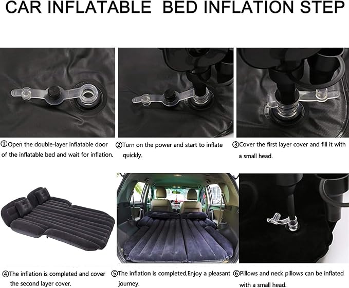 Inflatable Mattress Car Camping Mattress SUV Back Seat Inflatable Bed Outdoor Travel Sleeping Mat Flocked PVC Air Cushion