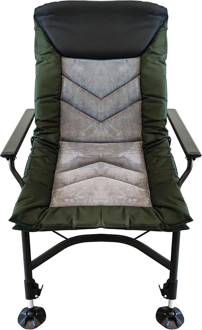 Camping Lounge Chair Portable Folding Reclining Camping Chair with Adjustable backrest for Indoor and Outdoor Camping Beach Hiking Fishing Green+Black+Grey