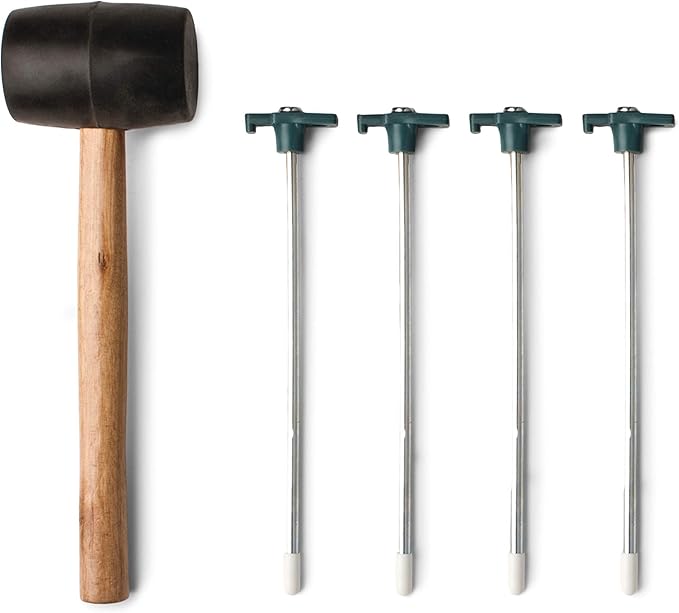 Coleman Premium Camping Tent Kit: Steel Tent Pegs Rubber Mallet Broom and Dustpan Stake Puller Includes Carry Bag