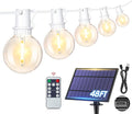 Mlambert 48Ft Solar String Lights Outdoor Waterproof Patio Lights with 18 Shatterproof G40 Bulbs(1 Spare) Led Light for Backyard-White Wire