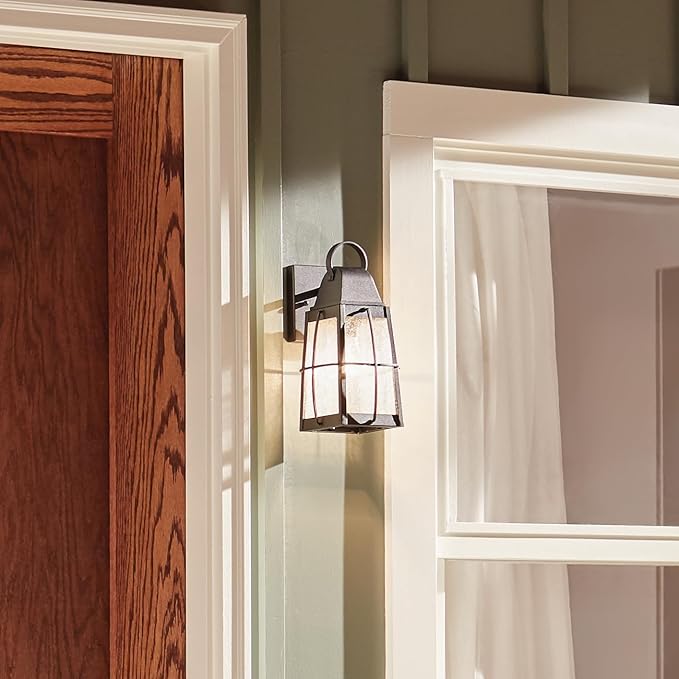 Kichler Tolerand 12 Outdoor Wall Light in Textured Black 1-Light Exterior Wall Sconce Porch Light with Clear Seeded Glass (12 H x 5.75 W) 49552BKT