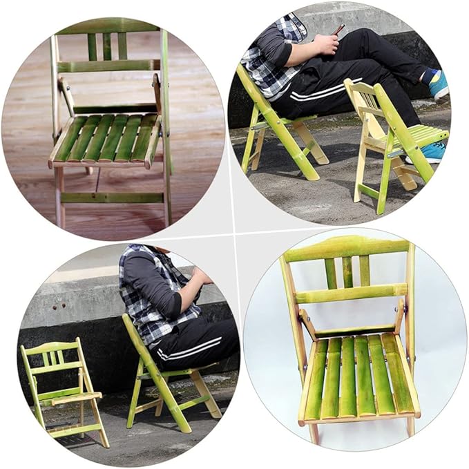 Toyvian Portable Bamboo Folding Stool for Outdoor Activities Beach Parties Receptions Instant Assembly