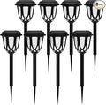 Flash Furniture Hess 8 Pack LED Solar Lights - All-Weather Black Tulip Style Outdoor Solar Powered Lights - Landscape Lighting for Pathway Garden &amp Yard