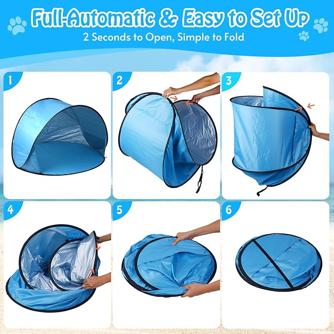 Extra Large Dog Beach Tent - 47 Lx39 Wx30 HPortable Outdoor Pop Up Pet Tent for Camping with Dogs CatsWaterproof Dog Sun Shade Shelter for Medium-Sized to Bigger Pets